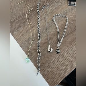 Necklace bundle: Marc Jacob’s “b”, skull necklace, crystal gem, skull butterfly